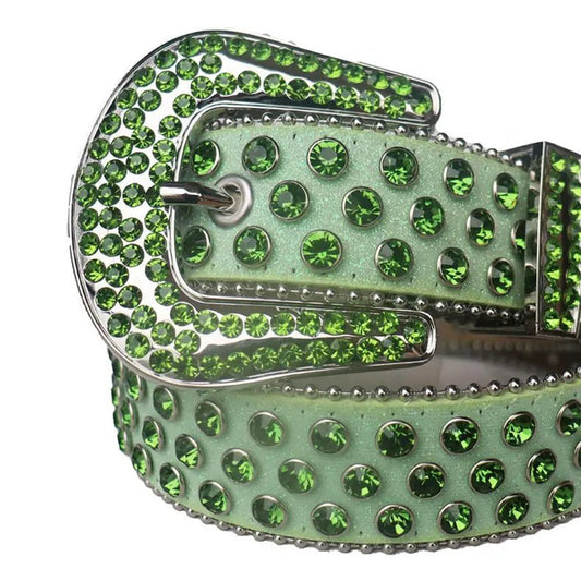 Green Rhinestone Belt With Pistachio strap