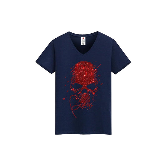 Hot Drill Skull Rhinestone T-shirt