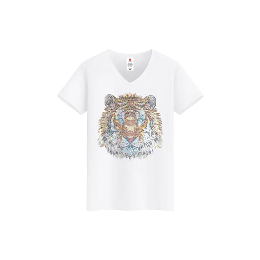 Tiger Print Rhinestone T-shirt