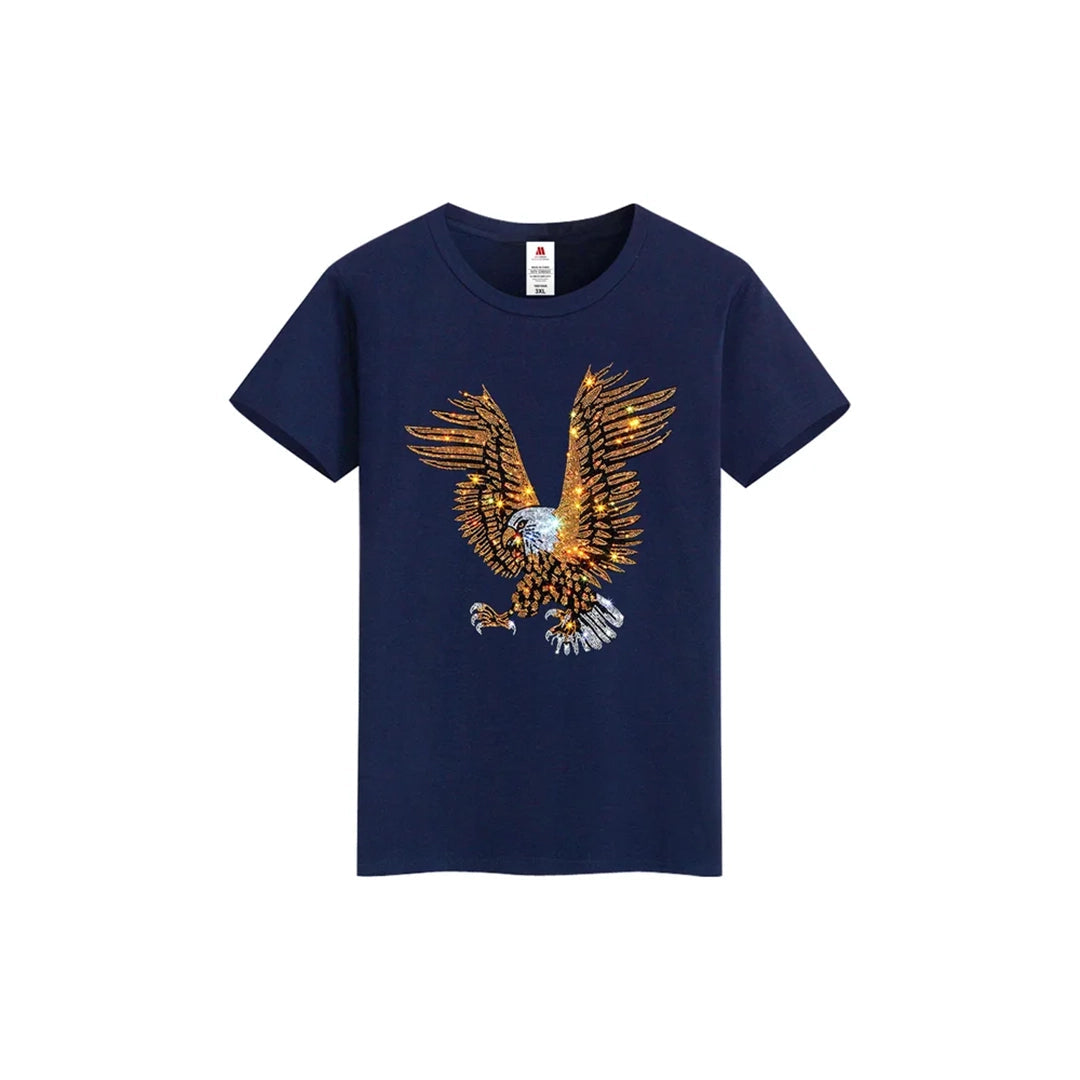 Eagle Print Rhinestone T-shirt