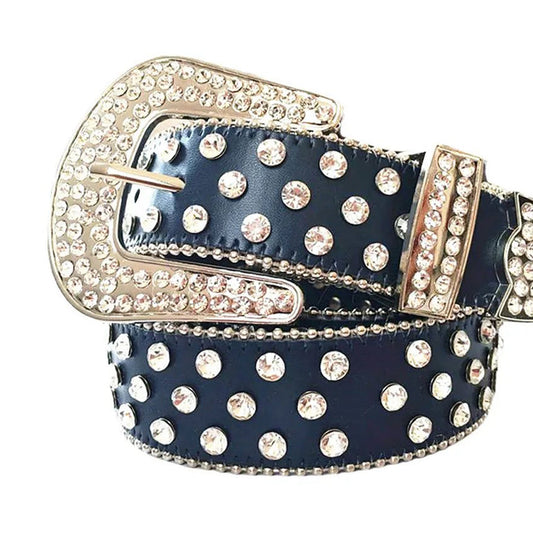 Gold Rhinestone Belt With Black Strap