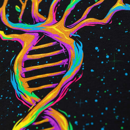 White shirt featuring a sparkling rhinestone-embellished Tree of Life print, combining casual comfort with a stylish, eye-catching design.