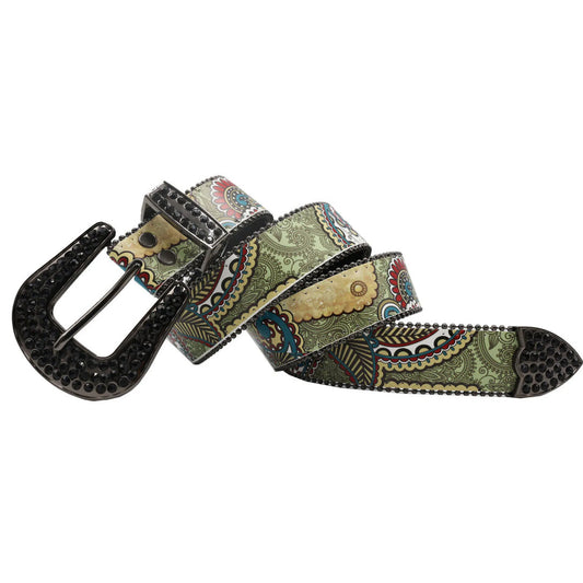 Metal Buckle with Graffti Rhinestone Belt