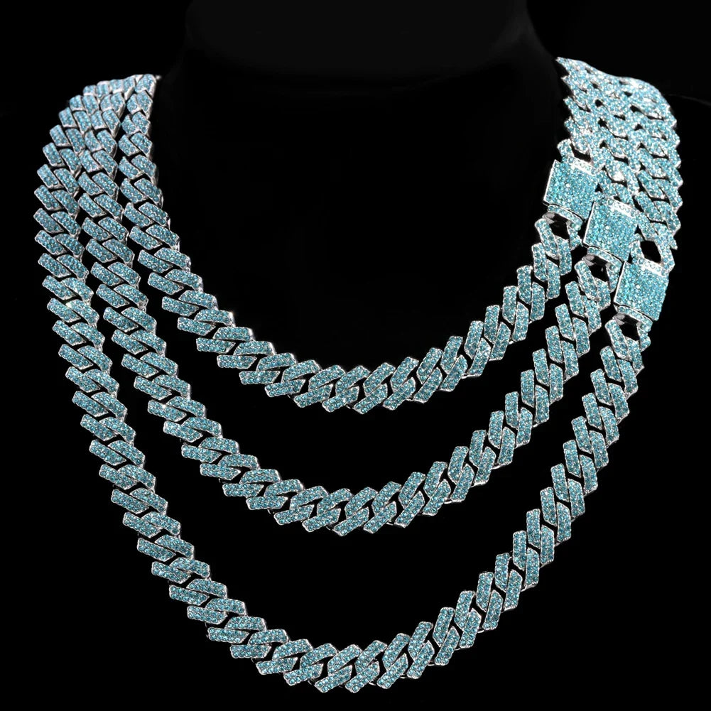 14mm hip hop Cuban link chain fully iced with rhinestones