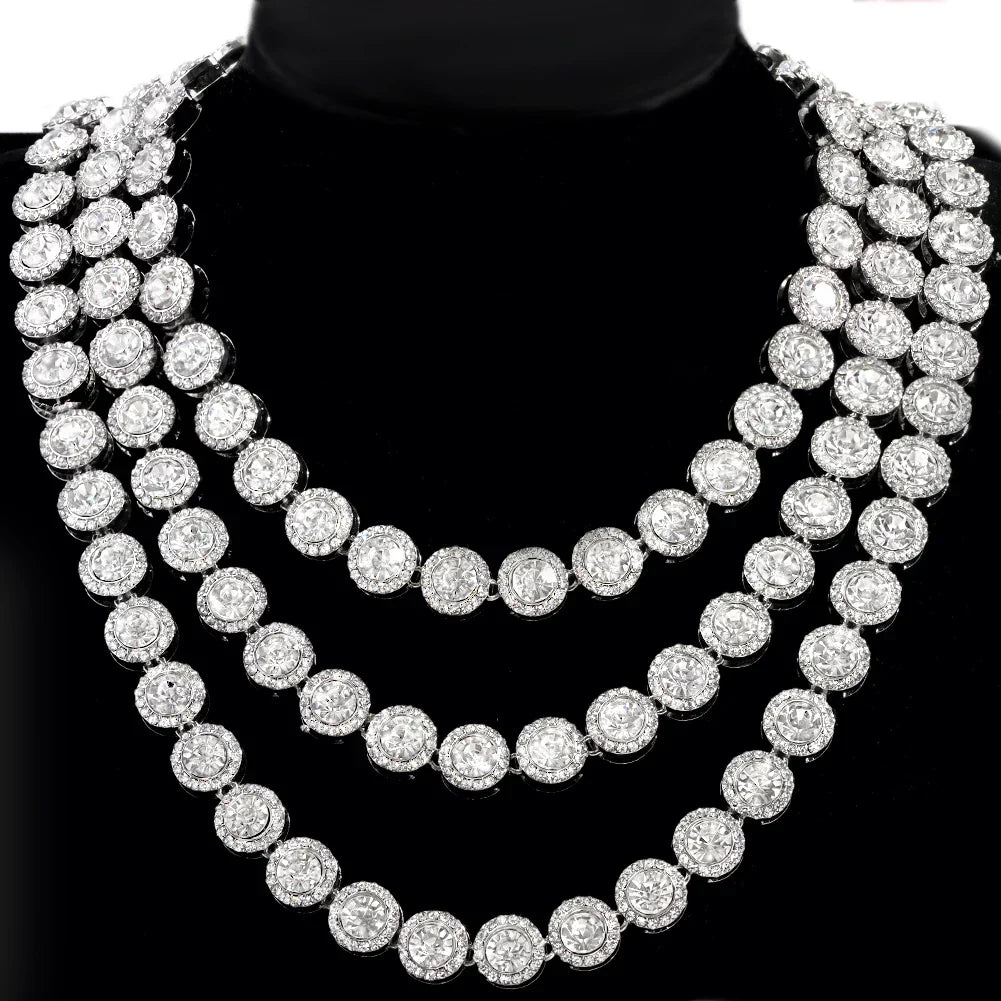 Crystal zircon iced out Cuban link chain necklace with luxury sparkle – Rhinestone Belt Shop