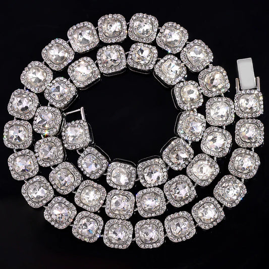 Crystal zircon iced out Cuban link chain necklace with luxury sparkle – Rhinestone Belt Shop