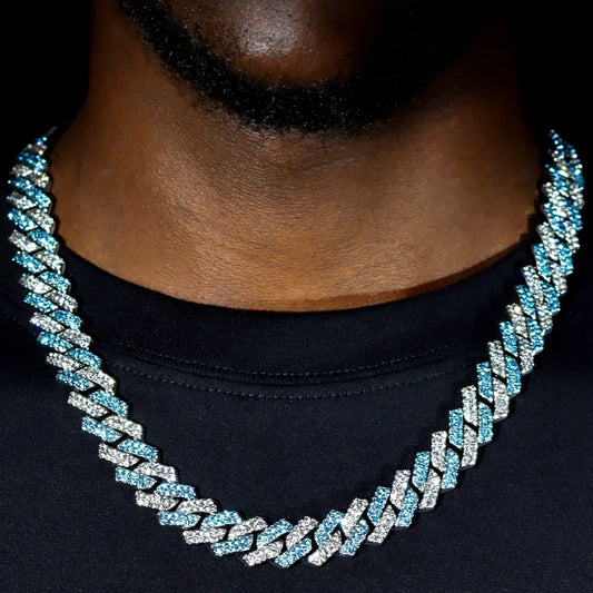 14mm hip hop Cuban link chain fully iced with rhinestones
