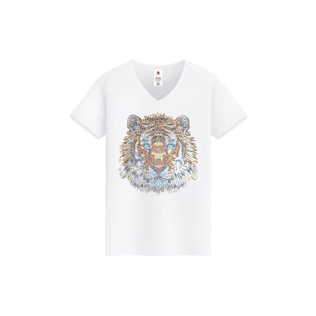 Tiger Print Rhinestone T-shirt