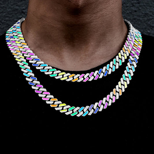 13mm colorful Miami Cuban link chain – Rhinestone Belt Shop
