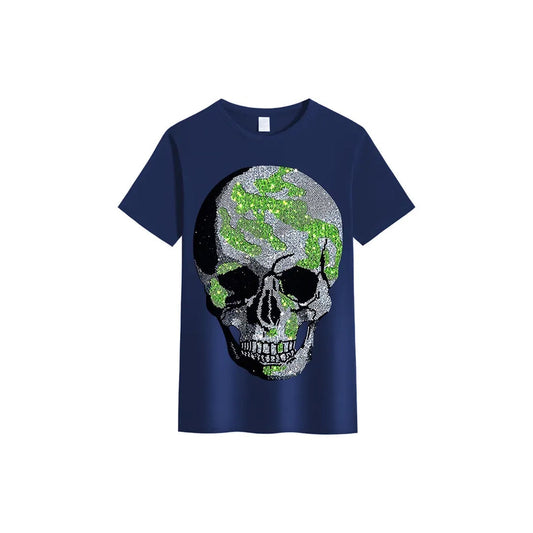Skull Blue Rhinestone T-shirt