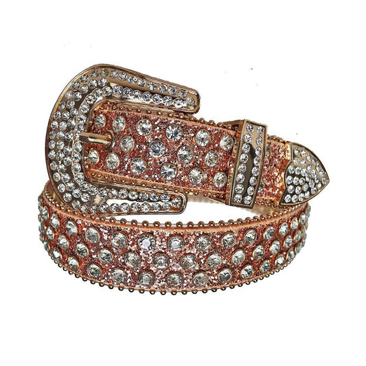 Diamond rhinestone belt with brown glitter strap – Rhinestone Belt Shop