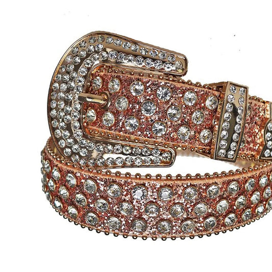 Diamond rhinestone belt with brown glitter strap – Rhinestone Belt Shop