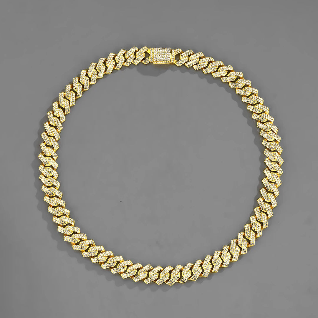 Iced out rhinestone Cuban link chain – Rhinestone Belt Shop