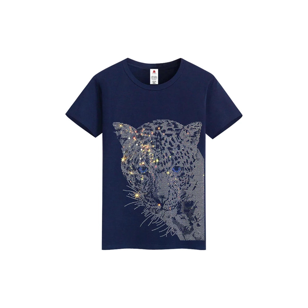 Leopard Print Rhinestone T-shirt