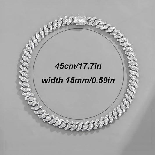 Iced out rhinestone Cuban link chain – Rhinestone Belt Shop