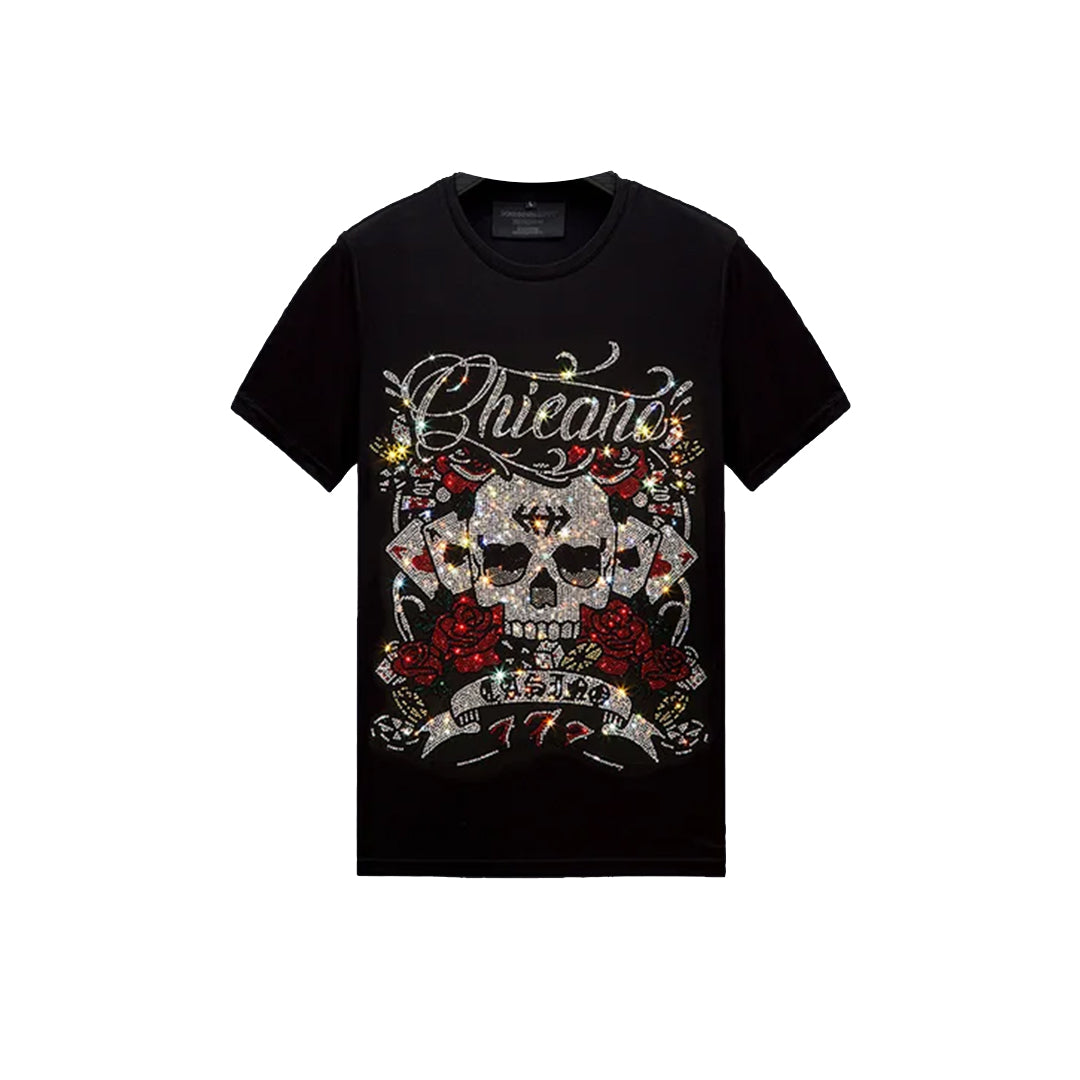 Dog Print Rhinestone T-shirt