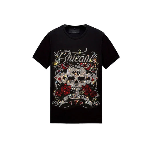 Dog Print Rhinestone T-shirt