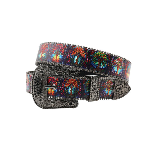 Wide buckle colorful tress black studded rhinestone belt – Rhinestone Belt Shop