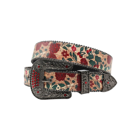 Black buckle red studded rhinestone belt – Rhinestone Belt Shop