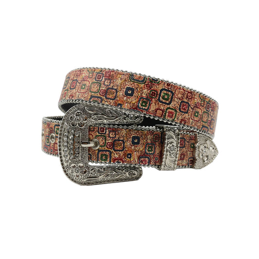 Silver buckle square design strap silver studded rhinestone belt – Rhinestone Belt Shop