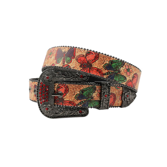 Black buckle butterfly strap rhinestone belt – Rhinestone Belt Shop