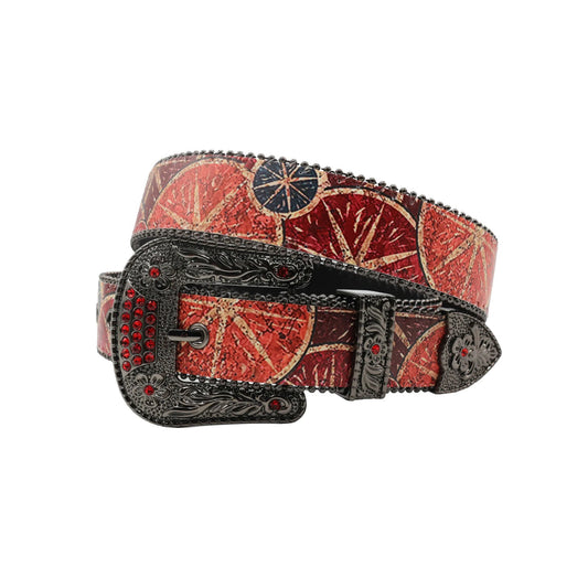 Wide Buckle Design Strap With Black Studded Rhinestone Belt