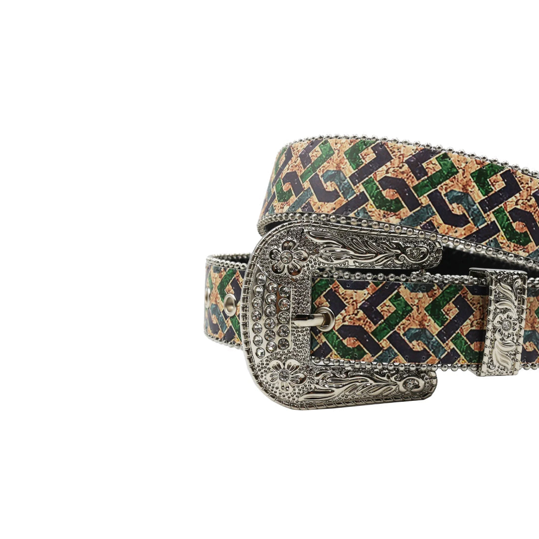 Silver buckle lining strap silver studded rhinestone belt – Rhinestone Belt Shop