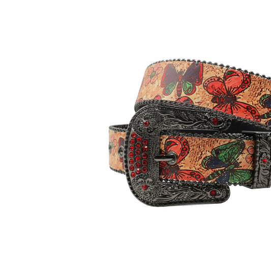 Black buckle butterfly strap rhinestone belt – Rhinestone Belt Shop