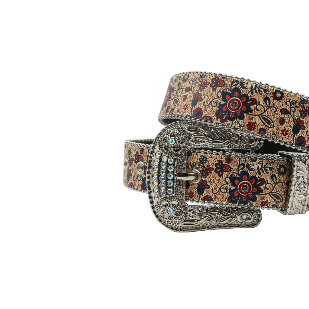 Decorative buckle design strap blue studded rhinestone belt – Rhinestone Belt Shop