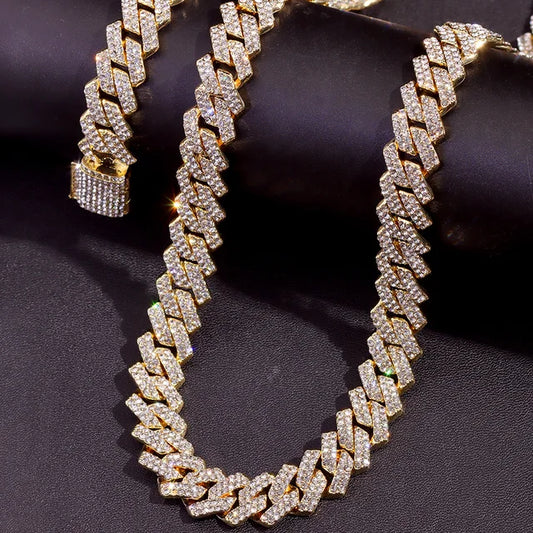 14mm iced out bling rhinestone Cuban chain – Rhinestone Belt Shop