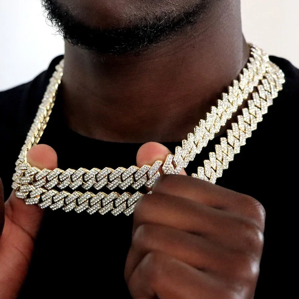 14mm iced out bling rhinestone Cuban chain – Rhinestone Belt Shop
