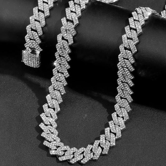 14mm iced out bling rhinestone Cuban chain – Rhinestone Belt Shop