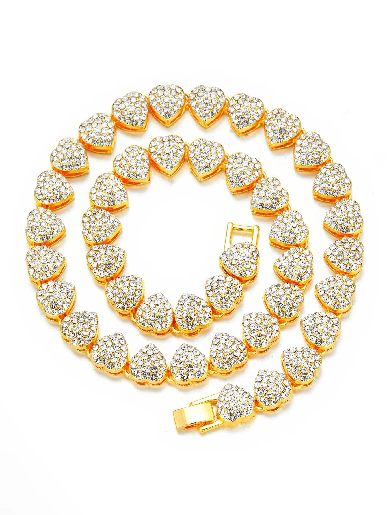 Iced out Cuban link chain featuring heart shaped charm