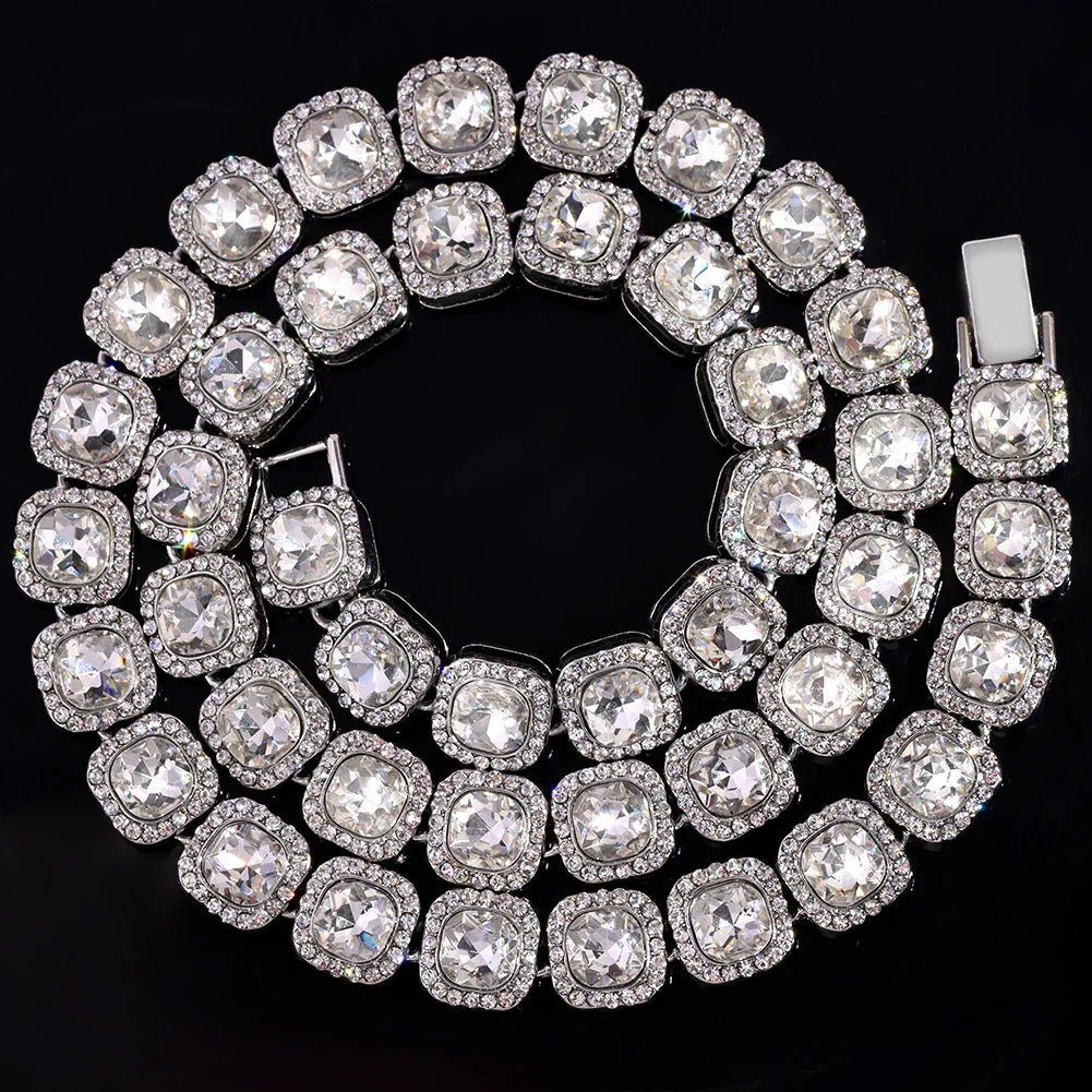 Crystal zircon iced out Cuban link chain necklace with luxury sparkle – Rhinestone Belt Shop