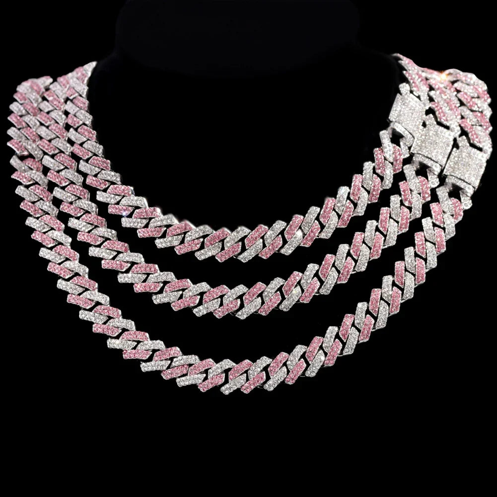 14mm hip hop Cuban link chain fully iced with rhinestones