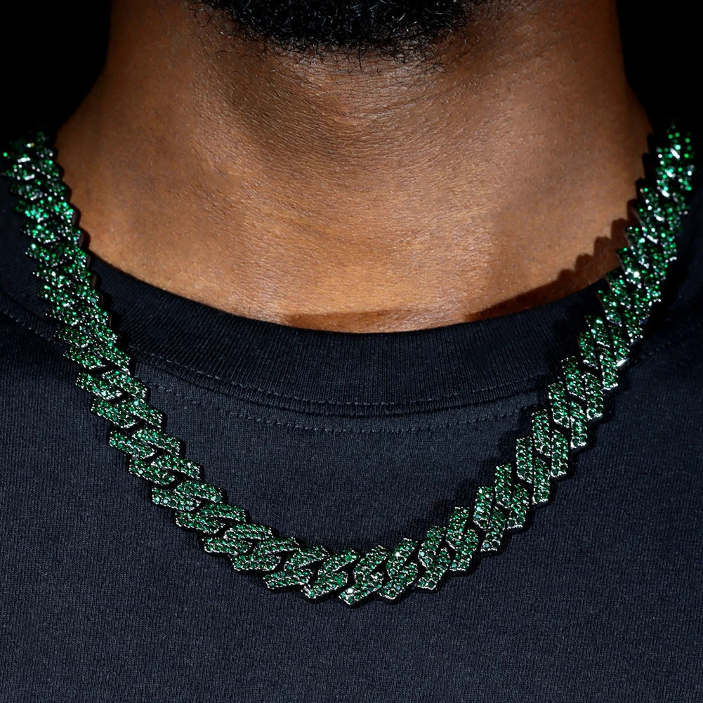 14mm hip hop Cuban link chain fully iced with rhinestones