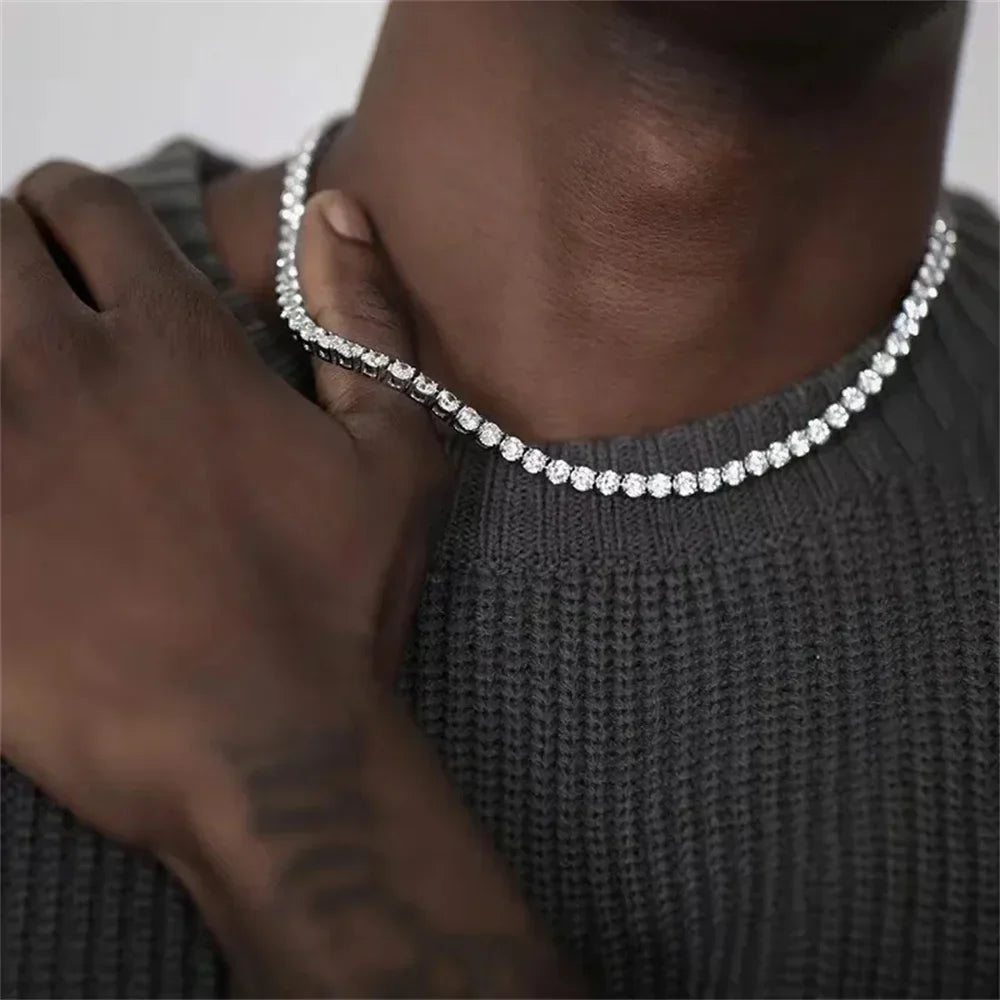 4mm crystal rhinestone Cuban chain necklace – Rhinestone Belt Shop
